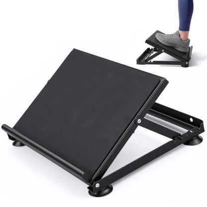 Steel Adjustable Slant Board with Suction Base for Calf Ankle Stretching | 5-angle 20°–45° Foam Surface, Supports 440 lb, Non-slip Suction Cups for Home Gym and Physical Therapy