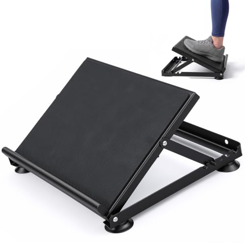 Steel Adjustable Slant Board with Suction Base for Calf Ankle Stretching | 5-angle 20°–45° Foam Surface, Supports 440 lb, Non-slip Suction Cups for Home Gym and Physical Therapy