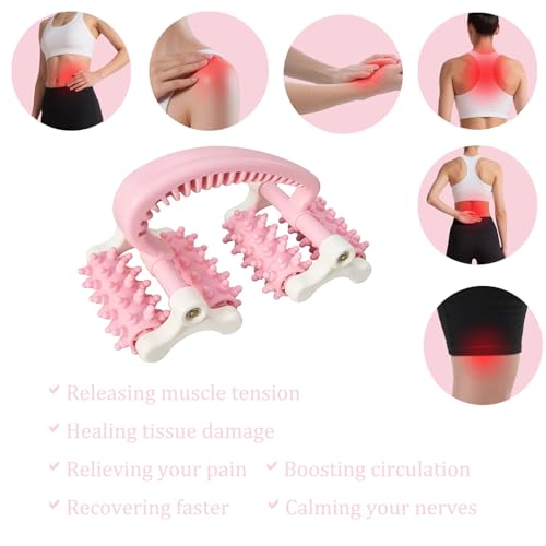 Cellulite Massage Tool,Anti Fascia Release Muscle Cellulite Roller - color: Pink