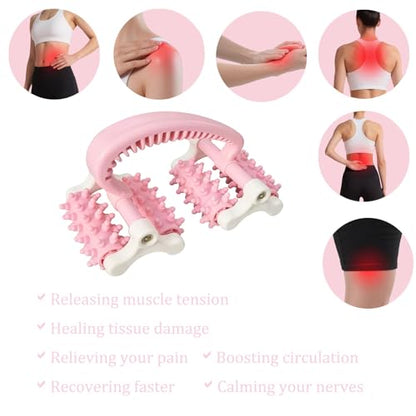 Cellulite Massage Tool,Anti Fascia Release Muscle Cellulite Roller - color: Pink