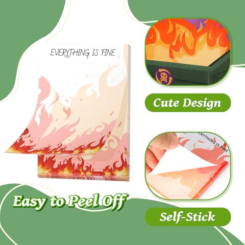 Dumpster On Fire Desk Accessories,Flames are Burning Cute Sticky Notes | 12 Pads 3.54 x 2.36 Inch,It's Fine I'm Fine Everything is Fine,Memo Notes Funny Office Gifts for Women Men Coworkers - color: 12pcs Dumpster-b
