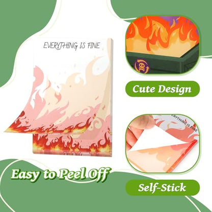 Dumpster On Fire Desk Accessories,Flames are Burning Cute Sticky Notes | 12 Pads 3.54 x 2.36 Inch,It's Fine I'm Fine Everything is Fine,Memo Notes Funny Office Gifts for Women Men Coworkers - color: 12pcs Dumpster-b