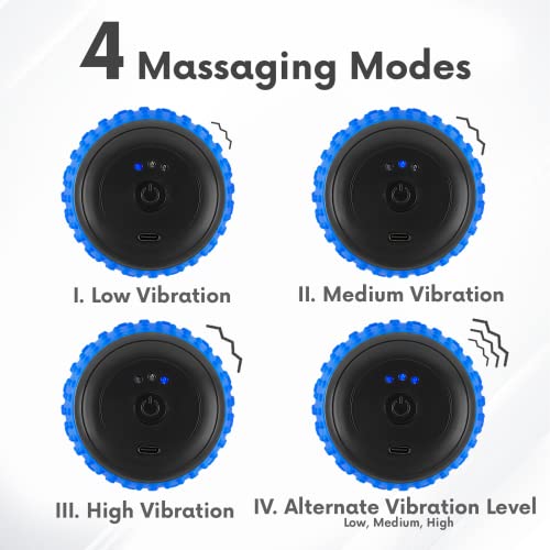 ZeenKind Vibrating Peanut Massage Ball for Plantar Fasciitis, Muscle Pain Relief with 4 Speed, Deep Tissue Therapy for Myofascial Release & Muscle Recovery, Neck Back Foot Roller Massager | Portable Foot Roller Massager for Deep Tissue Therapy Muscle Pain