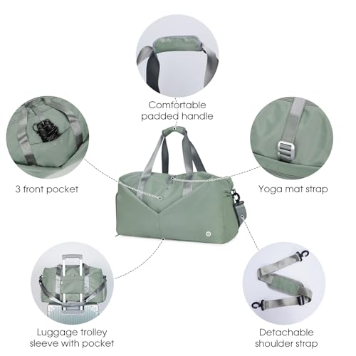 Ceneda 20" Gym Bag for Women with Wet Pocket & Shoe Compartment, Lightweight Duffel Waterproof Carry On Duffle for Travel, Yoga, Overnight (Dark Grey) - color: Dark Grey