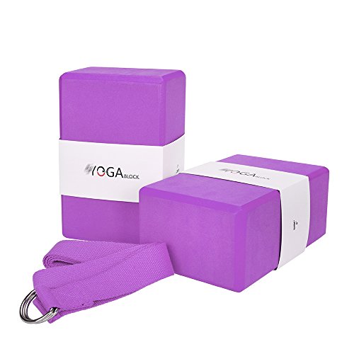 JBM Yoga Blocks 2 Pack with Strap, Cork Block 2 Pack EVA Foam Yoga Bricks Set,Stretch Blocks