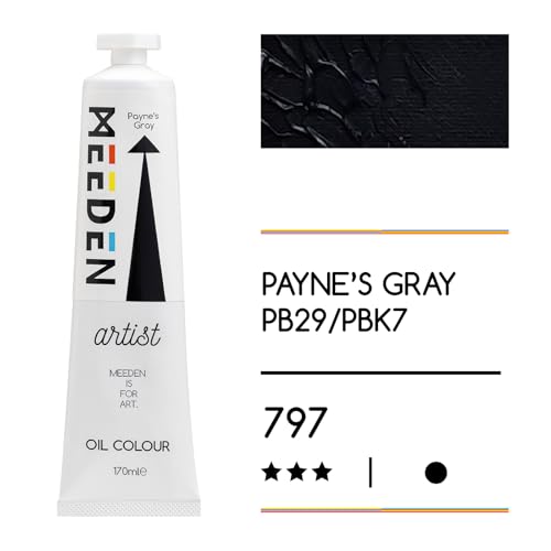 MEEDEN Artist Grade Oil Paint: Payne's Gray - 170ml/5.7oz Tube | Professional Art Paints and Supplies for Canvas Painting - color: Payne's Gray, size: 5.7 Fl Oz (Pack of 1)