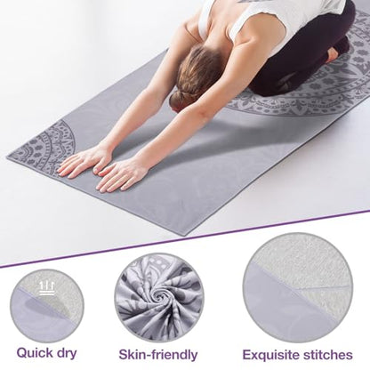 MoKo Yoga Towel, Non-Slip Quick-Dry Mat Towel, 74.4 x 27.4 in, Gray - color: Gray