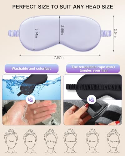 IEKEODI 2 Pack Silk Sleep Masks, Light Blocking Eye Masks, Purple & Purple | Silky Soft Feel, Light Blocking Design, Gentle Elastic Fit, Breathable Comfort for Sleep, Travel and Naps - color: Purple