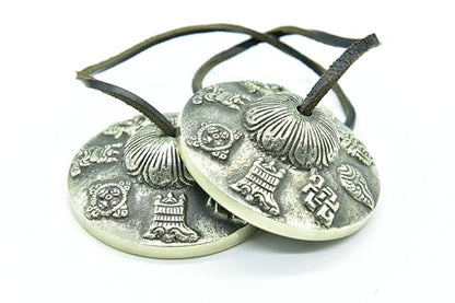 GK&CO Hand Tuned to Key of Om 3 Inch- Tingsha Tibetan Bell (Chimes) Buddhist Lucky Symbols Hand Made in Nepal