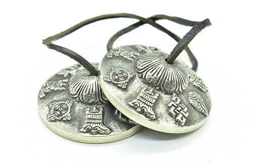 GK&CO Hand Tuned to Key of Om 3 Inch- Tingsha Tibetan Bell (Chimes) Buddhist Lucky Symbols Hand Made in Nepal
