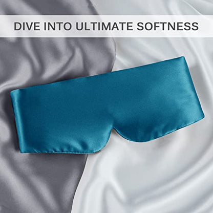 Zenssia 100% Mulberry Silk Sleep Eye Mask for Men and Women, Peacock Blue - color: Peacock Blue