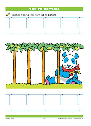 School Zone Tracing Trails Workbook: 32 Pages, Preschool, Pre-Writing, Intro to Shapes, Alphabet, Numbers, Ages 3 to 5 (Little Hand Helper Book Series)