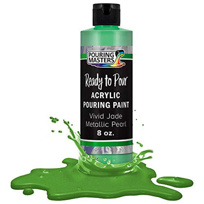 Pouring Masters Vivid Jade Metallic Pearl Ready to Pour Acrylic Pouring Paint - Premium 8-Ounce Pre-Mixed Fluid Acrylic Paint - Fluid Art Supplies for Canvas, Wood, Paper, Tile & Rocks - color: Vivid Jade Metallic Pearl, size: 8 Fl Oz (Pack of 1)