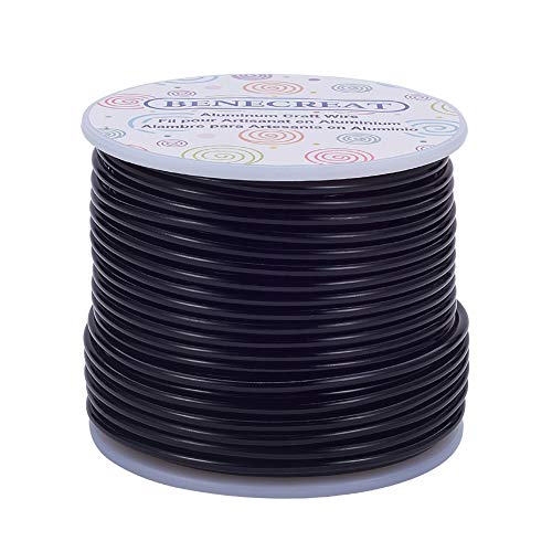 BENECREAT 10 Gauge Jewelry Craft Aluminum Wire 80 Feet Bendable Metal Sculpting Wire for Craft Floral Model Skeleton Making (Black, 2.5mm) - color: Black, size: 10 Gauge