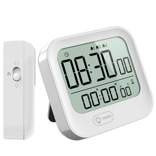 Small Vibration Alarm Clock, Pomodoro Countdown Timer for Training, Digital Magnetic Timer, Backlight, Loud & Silent & Vibrate, 12/24H Time, Countdown & Count-up, for Classroom Study Efficiency