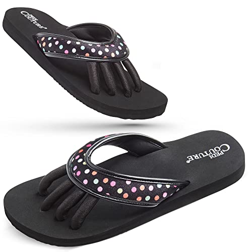 Pedi Couture Pedicure Sandals for Women with Built-In Toe Separators - color: Polkadot, size: Medium