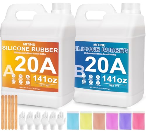 Silicone Mold Making Kit 282oz - 20A Liquid Silicone Rubber (1:1 Mix), Non-Toxic & Bubble Free Platinum Cure Silicone for Making Molds for Resin, Soap, Concrete, Craft Molds - 282oz Total