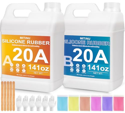 Silicone Mold Making Kit 282oz - 20A Liquid Silicone Rubber (1:1 Mix), Non-Toxic & Bubble Free Platinum Cure Silicone for Making Molds for Resin, Soap, Concrete, Craft Molds - 282oz Total