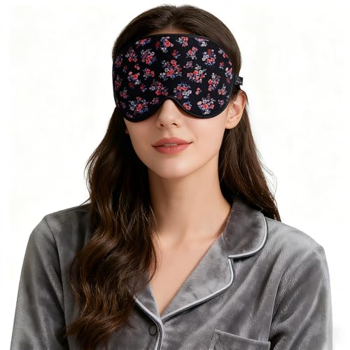 ALASKA BEAR Sleep Mask Contoured Eye Cups for Women Eyelashes Protection - color: A1 Floral Pattern