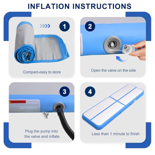 Inflatable Air Gymnastics Tumbling Mat 6ft 10ft 13ft 16ft 20ft - color: Blue, size: 13ft*3.3ft*4in(4*1*0.1m)