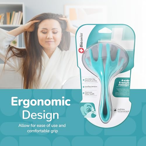 BioSwiss Head Massager, Handheld Scalp and Temple Tingler and Scratcher, Relaxing Hair and Head Stimulation Tool - style: Scratcher