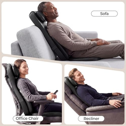 Massage Chair Pad, 3-in-1 Shiatsu Neck and Back Massager Cushion with Heat, Adjustable Height & Intensity, Full Body Massage Pad for Recliner and Sofa, Fathers Day Dad Gifts - color: Black