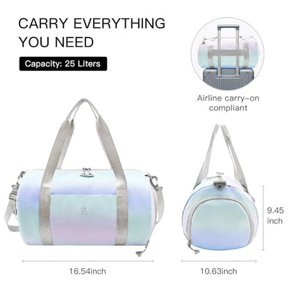 STELLE Dance Bag for Girls Sports Duffle with Shoe Compartment(LM,F) - color: Lilac Mint1