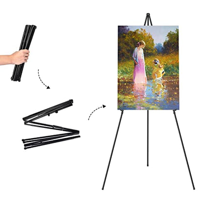 Easel Stand for Sign, Aredy 63" Portable Painting Easel, Lightweight Metal Easels for Painting Canvas, Wedding Sign (2 Pack) - style: 2 pack