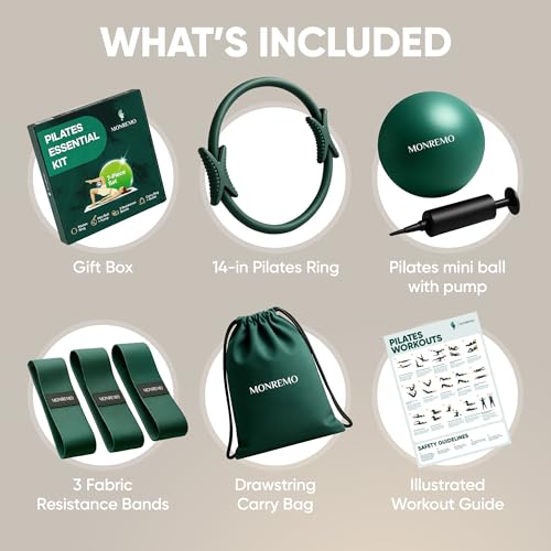 Green Pilates Kit for Women with Ring, Ball & Resistance Bands