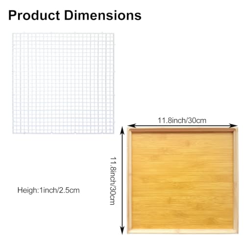 12"x12" Stained Glass Cutting Mat with Removable Debris Tray | Double-Layer Glass Cutting Pad with Plastic Grid Fence(12''x12'') for DIY Craft Artist Glass Cutting Scoring Project