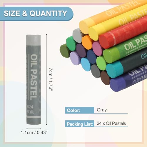 PATIKIL Gray Oil Pastels, 24Pcs Soft Oil Crayons Creamy Pastels Stick Art Supplies for Art Painting Drawing Blending Graffiti for Drawing Beginners Artists - color: Gray