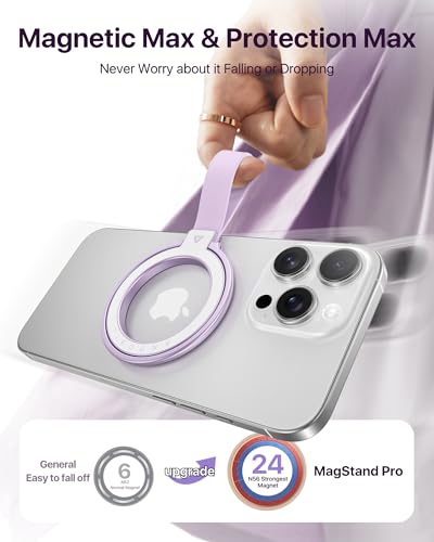 andobil [2026 Unrivaled Stability] Magnetic Phone Grip Holder for MagSafe | Stronger 2-Sided Magnetic Phone Ring Kickstand w/ Silicone Loop MagSafe Accessories for iPhone 17 Pro Max Air 16/15/14/13/12 - color: Purple
