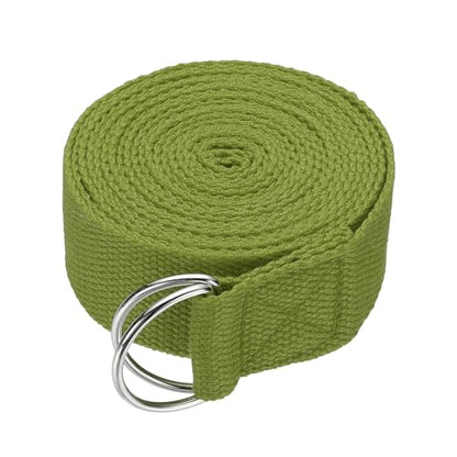 Yoga Strap for Stretching, Athletic Stretch Band with Adjustable Metal D Ring Buckle Yoga Bands - color: Dark Green, size: 10.5ft