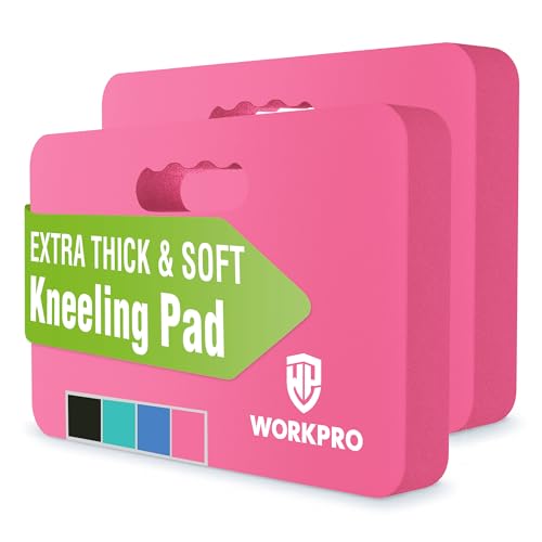WORKPRO Extra Thick Kneeling Pad, 2 Pack, 17.5 x 11 x 1.5 in, Pink | Soft NBR Foam Cushioning for Knee, Large Foam Kneeler Mat, For Gardening, Bathing Baby, Exercise, Workout Supplies - color: Pink, size: 2 Pack