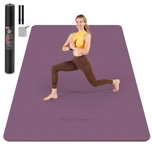 Extra Large Yoga Mat – 72"x48" or 78"x57", 1/4"–1/2" Thick Mat for Women & Men, TPE Non-Slip Pilates Mat for Home Gym, Yoga, Stretching, Meditation - color: Dark Purple, size: 72x48x1/4inch