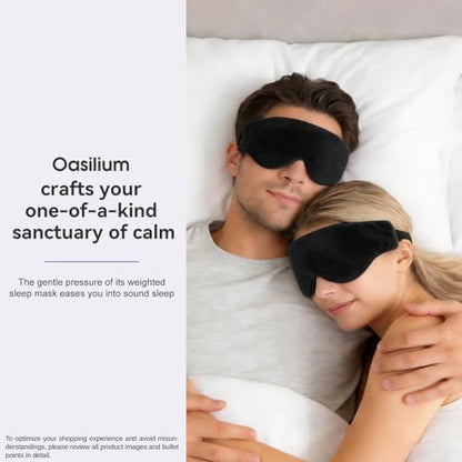 Lyocell Weighted Sleep Eye Mask for Women Men, 5.3oz or 7oz, Cooling, Removable Washable Weighted Bag, Light Blocking Eye Cover, Soft Eye Shade for Travel Essentials, Office Naps, Gift,Black - color: Black