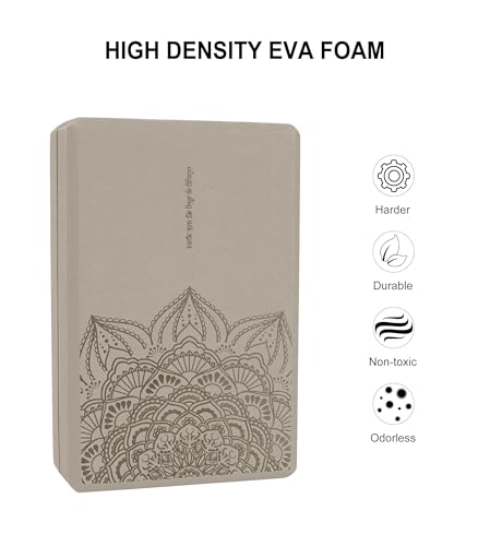 nuveti Yoga Blocks Set of 2, High Density Yoga Brick Foam Blocks to Improve Strength, Flexibility and Balance Brick Foam Blocks - color: SandStone