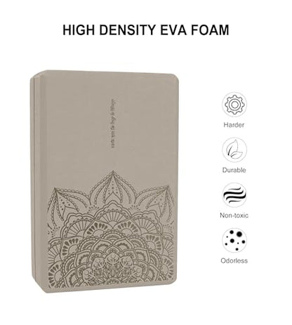 nuveti Yoga Blocks Set of 2, High Density Yoga Brick Foam Blocks to Improve Strength, Flexibility and Balance Brick Foam Blocks - color: SandStone