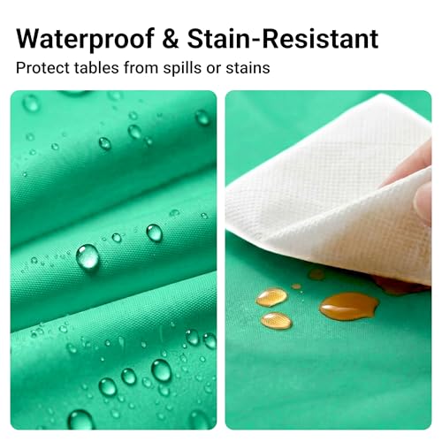 Auros 10-Pack Green Plastic Table Cloth, 84" Round Disposable Table Cover | Waterproof, Spill-Proof & Throw Away Table Cloth, Easy Cleanup for Party, Birthday, Wedding, Graduation, Picnic, Kelly Green - color: Kelly Green, size: 84" Round