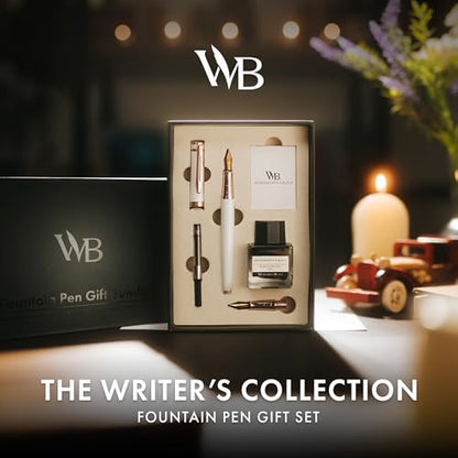 Wordsworth & Black Fountain Pen Gift Set, Medium & Extra Fine Nib, White Rose - color: White Rose Gold