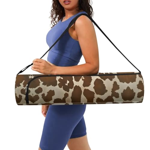 Yoga Mat Bag for Women & Men Full-Zip Yoga Mat Carrier Bag for Class Workout Park with Adjustable Strap - color: Cowhide Print