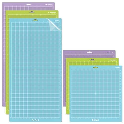 ReArt Cutting Mat Variety 6 Packs for Cricut Maker 3/Maker/Explore 3/Air 2/Air/One Adhesive Sticky Replacement - Strong, Standard, Light, 12in x 12in x 3 Packs, 12in x 24in x 3 Packs. - color: Variety 6P