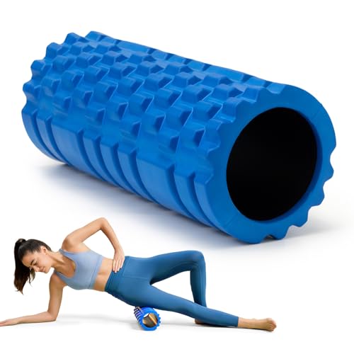 Krightlink Foam Roller for Deep Tissue Massage, 13" High Density Exercise Roller for Muscle Massage and Myofascial Trigger Point Release, Back Roller for Fitness, Yoga and Pilates (Blue) - color: Blue