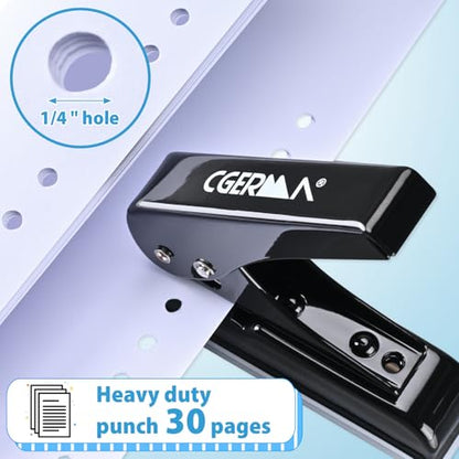 Single Hole Punch, 30 Sheet Capacity, Heavy Duty Paper Hole Puncher, 1/4" Hole Punches, 60% Labor Savings for for ID Cards, Chipboard Art Projects, Black - color: Black