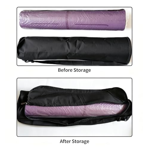 Yoga Mat Bag, Full Zip Exercise Yoga Mat Carrier Bag with Adjustable Strap, Waterproof Yoga Mat Carry Bag Strap for Most Yoga Mats to Gym Class Beach Park Travel for Women & Men (Black)