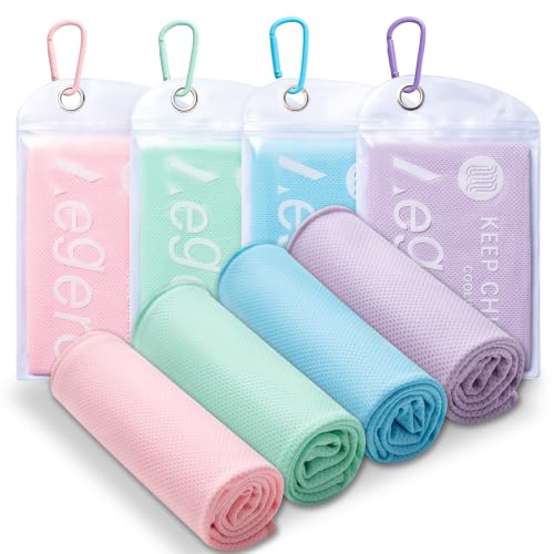 4Pack Cooling Towel 40"x12" Cooling Neck Wraps,Soft Breathable ChillyTowel | IceTowel, Microfiber Towels for Yoga, RunninGym, Camping, Fitness, Workout & More Activities - color: Mint Green / Sky Blue / Sakura Pink / Light Purple