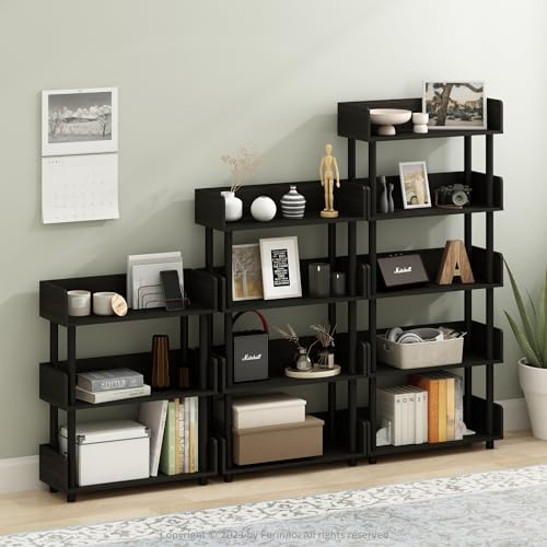 Furinno TURN-N-TUBE Display Shelf, 3-Tier Storage Shelves with Side Panels, Open Shelves Book Shelf with Rounded Corner Top Edges, for Organization and Storage, Living Room, Home Office, Espresso - color: Espresso, size: 3-Tier Display Rack