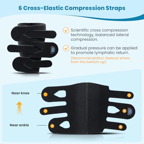 iDonua® Calf Lymphedema Compression Wrap Adjustable For Big Swollen Lower Leg - with 6 Cross Straps‌ (Tall-M) - size: Tall M