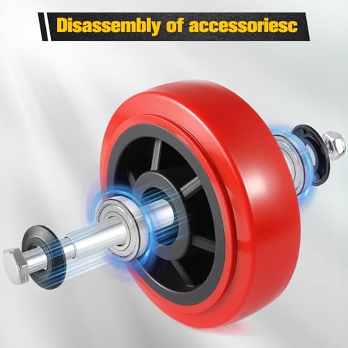 5 Inch Wheels,Heavy Duty Replacement Wheels,Casters Set of 4 Load 3200 Lbs | Polyurethane Surface TPE Casters,Dual Ball Bearings,Heavy Duty Wheels Replace,for Replace Flatbed Cart & Trolleys Wheels - size: 5 INCH