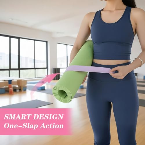 Yoga Mat Strap, One Snap Yoga Mat Slap Band for Keep Mats Tightly Rolled, Elastic One Snap Straps Band